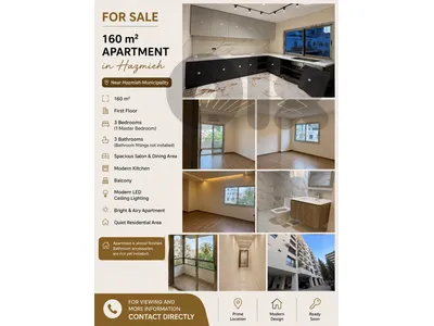 160m²  Renovated Apartment for Sale in Hazmieh