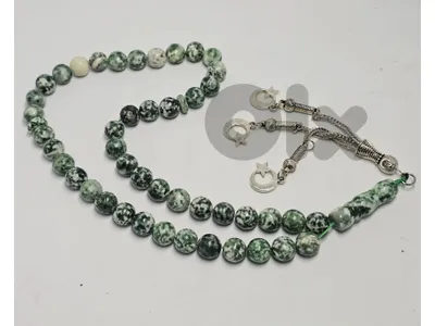 مسبحة moss agate العقيق الطحلبي 15$