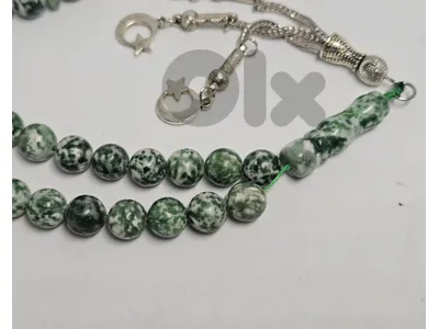 مسبحة moss agate العقيق الطحلبي 15$