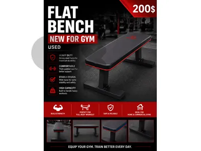 Flat bench new for gym used