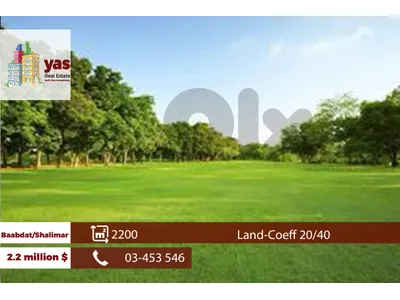 Baabdat/chalimar 2200m2 | Land | Coeff 20/40 | Prime Location | TCH
