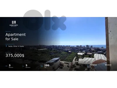 280 sqm 3-bedroom apartment for sale in Saida