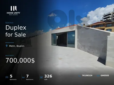326 sqm 5-bedroom duplex for sale in Bsalim, Metn