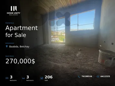 206 sqm 3-bedroom apartment for sale in Betchay, Baabda - Installment period: 2 years