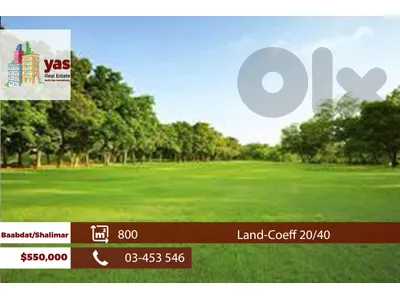 Baabdat/Chalimar 800m2 | Land | Zone 20/40 | Prime Location | TCH