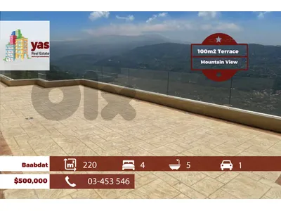 Baabdat 220m2 | 100m2 Terrace | Rooftop | Mountain View | Modern | TCH
