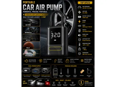 Portable Digital Tire Inflator – 4000mAh orginal 2026 50w