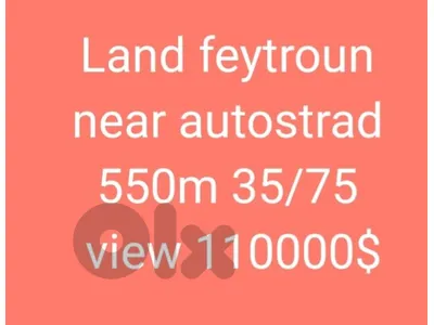 Land feytroun 
near autostrad 
550m 35/75 
view 110000$