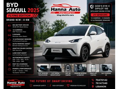 BYD Seagull VERSION 2026 SMART VERSION TOP OFF THE LINE 12 CAMERAS HD 29 Sensros BIG BATTERY LONG RANGE ONLY IN HANNA AUTO