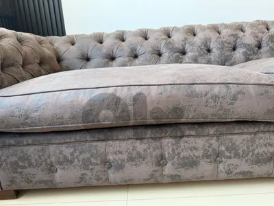 Luxury Chesterfield Sofa – Ostrich Fabric– Excellent Condition