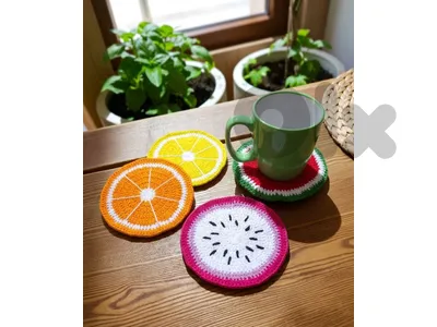 handmade crochet fruit coasters
