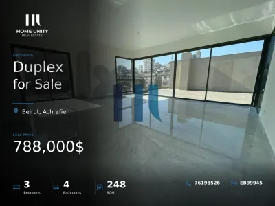 Luxury 248sqm Duplex Nestled in a Peaceful, Modern Area of Achrafieh
