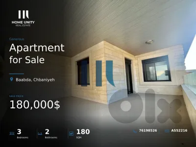 180 sqm apartment for sale in qoubaie