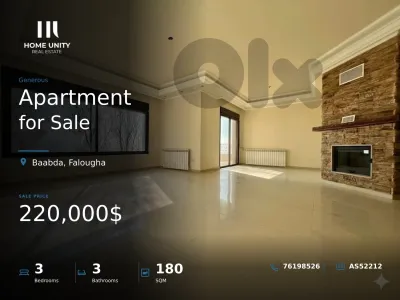 180 sqm apartment with garden 100 sqm for sale in falougha