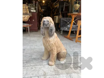 Monumental Glazed Afghan Hound Figure, Made in Italy كلب بورسلان