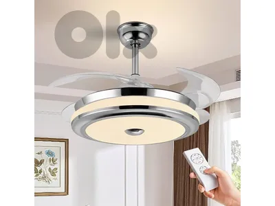 ceiling fan 42inch retracable blades and led light remote مروحة سقف