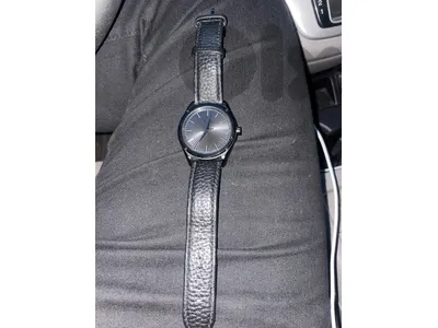 Armani Exchange black leather-strap watch
