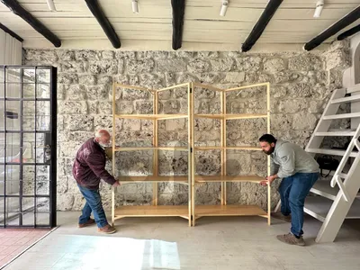 Folding Solid Wood Shelving Unit / Room Divider