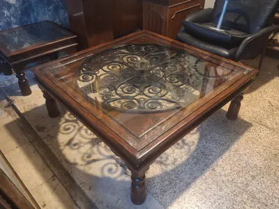large antique solid wood spanish coffee table