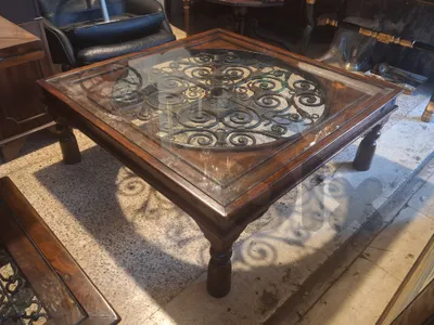 large antique solid wood spanish coffee table