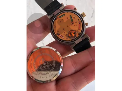 CATAMARAN CHRONO SPORT  SWISS MADE 100 METER 39MM TACHYMETER WORKING FINE ساعة سويسري لأصلي