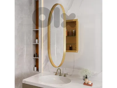 ovel golden mirror with storage