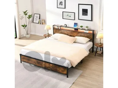 california Bed with power station charging anD Led light