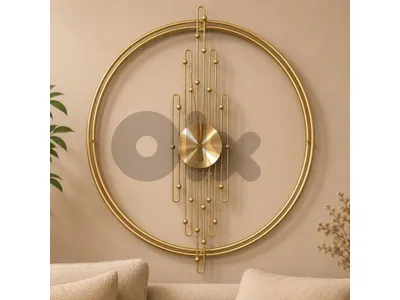 Modern Metal Gold Wall Clock Ø 80 cm
