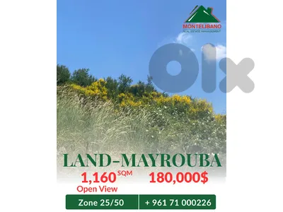 1,160 sqm Land For Sale in Mayrouba ميروبا with Open View