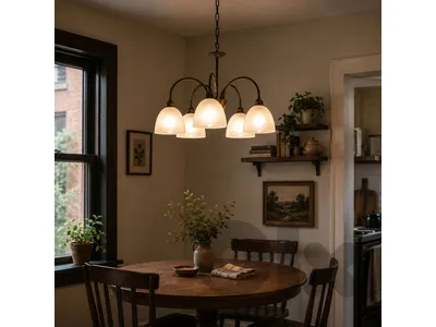 EGLO Dionis Alabaster Glass Chandelier