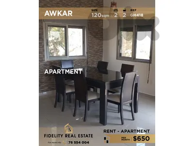Apartment for rent in Awkar GH418 شقة للإيجار في عوكر