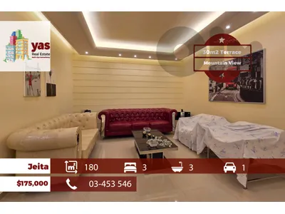 Jeita 180m2 | 30m2 Terrace | Prime Location | Open View | Quiet | TO