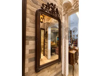 Large antique mirror in carved wood - Louis XV style - late 19th