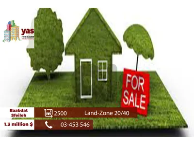 Baabdat/Sfeileh 2500m2 | Flat Land | Coeff 20/40 | Prime Location | TC