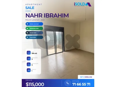 Apartment+ Terrace+ mountain view 4 sale in nahr ibrahim- نهر ابراهيم