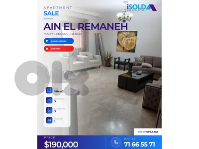 Furnished Apartment+City View,Prime location 4 Sale in ain el rimmaneh