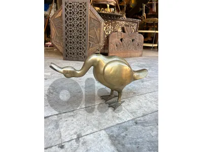 mid 20th century large heavy solid gold brass duck figurine model