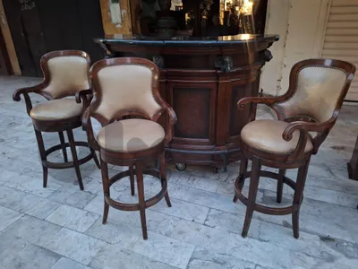 vintage bar with tree chairs genuine leather by Thomas ville