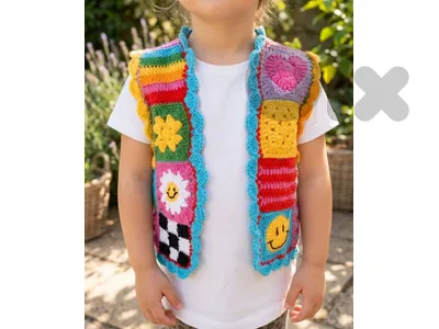 Handmade crochet colorful patchwork vest for toddlers 2 3 years old