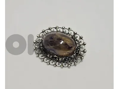 rare hallmarked antique silver brooch / Pin - 15.6g