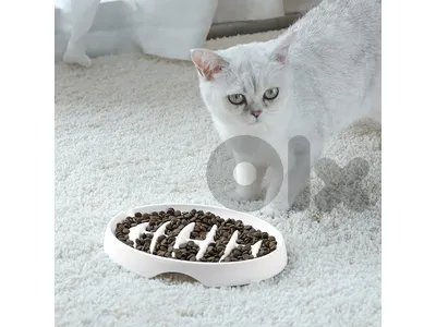 Slow Feeder Bowl: Anti-Gulping Interactive Cat & Puppy Bowl - Non-Slip