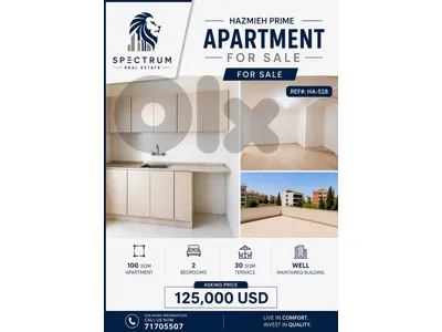 HOT DEAL! APARTMENT FOR SALE IN HAZMIEH 2 BEDROOMS + TERRACE, (HA-528)