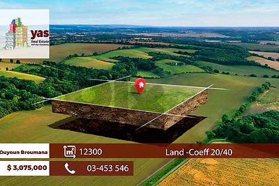 Ouyoun Broumana 12300m2 | Land | Zone 20/40 | Flat | TCH