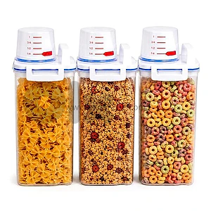 3-Pack 2.5L Food Storage Containers with Measuring Cups