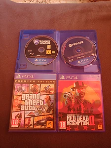 cds ps4(red desd redemption 2+Gta 5+fifa 23+rocket league