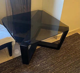 table center wood and glass 100$