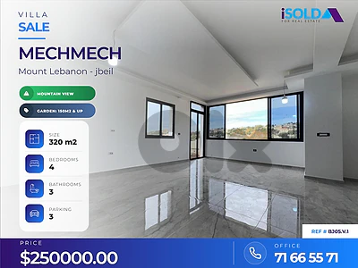 270m2villa+garden+mountain view 4sale in Mechmech/jbeil - مشمش/جبيل