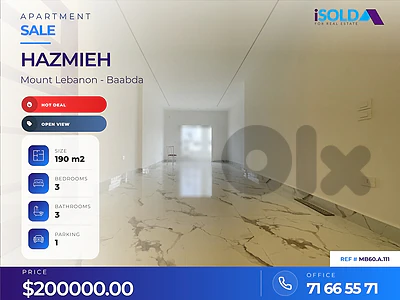 Renovated 190m2 apartment+open view 4sale in Hazmieh/Baabda- الحازمية Renovated 190m2 apartment+open view 4sale in Hazmieh/Baabda- الحازمية