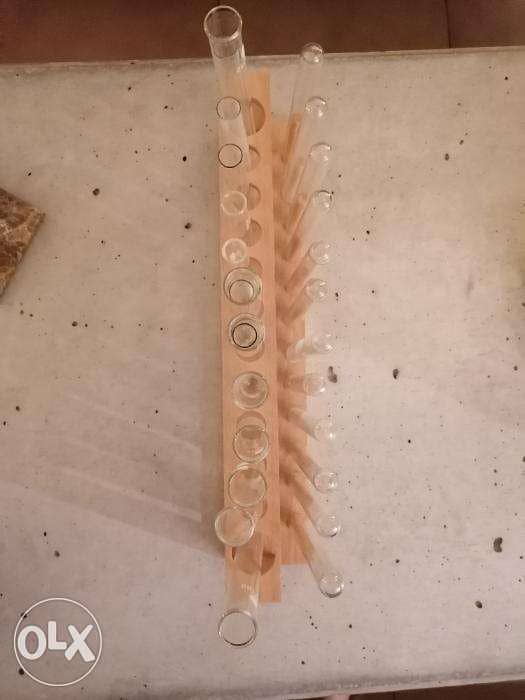 Original Test tubes with wooden rack (tube a essaie) 2