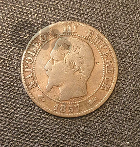 Napoleon 5 centimes 1857-key date very rare coinفرنسا شحيحة
